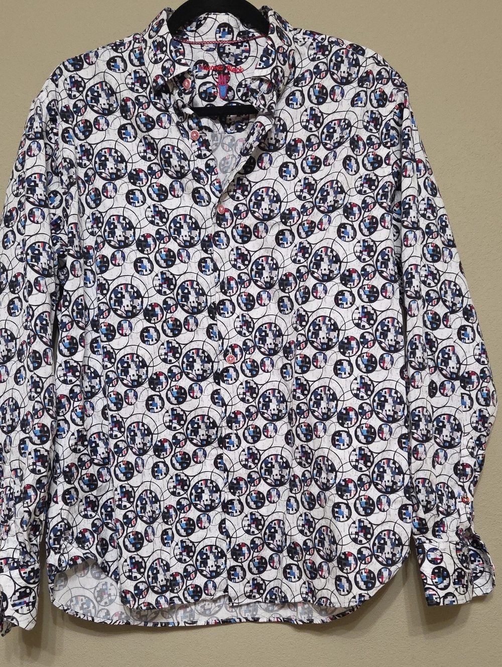 Viscontt Black L/S Button Up Geometric Shirt